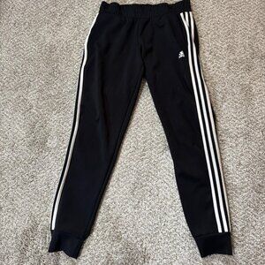 Adidas Pants Womens Small Black Three Stripes Tapered Athletic IW7842 2GF001